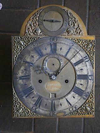C1750 8 Day Longcase Grandfather Clock Dial,  Movement 12x16,  1/4 Thomas Hughes,