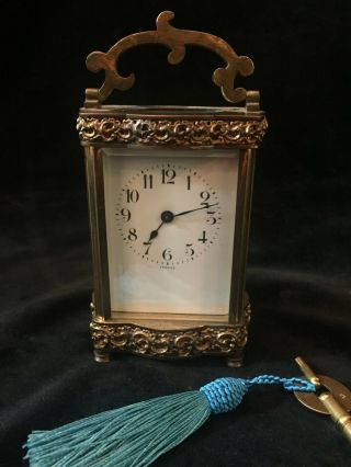 Antique Gilt Bronze French Carriage Clock Serpentine Case