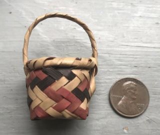 Rare Miniature Cherokee - Choctaw River Cane Basket,  C.  1900 - Thimble Size