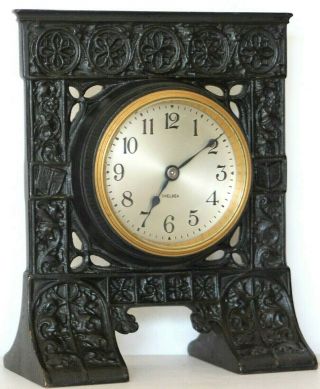 Antique 1925 - 29,  Heavy Pierced Bronze Chelsea Boston Architectural Desk Clock