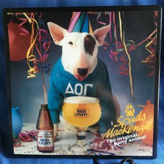 Vintage 1988 Spuds Mackenzie Bud Beer Light Up Dog Bar Sign Anheuser Busch Exc