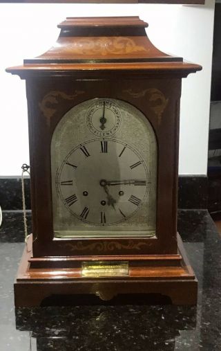 Antique Gustav Becker Mahogany & Satin Wood Bracket Clock - Westminster Chimes