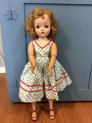 Vintage Madame Alexander 20 " Cissy Doll Tagged Polka Dot Dress Red Shoes