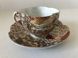 Moriage Porcelain Eggshell Thin Chinese Japanese Demitasse Tea Cup & Saucer
