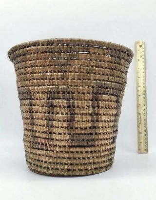Large Antique Vintage 10” Native American Indian Wastebasket Basket 1800’s