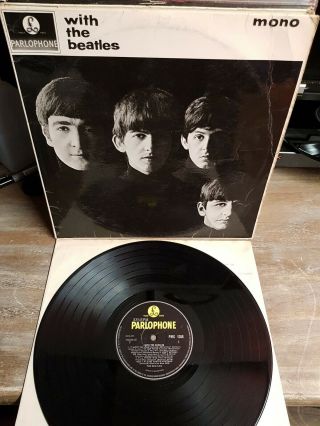 With The Beatles Orig 1963 Uk Mono Vinyl Lp With Yellow Parlophone Label