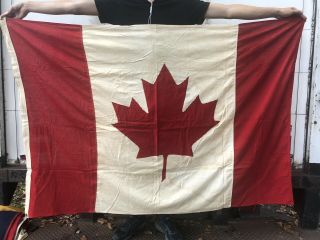 Vintage Canada Flag Stitched Sewn Canadian Maple Leaf 4’ X 6’