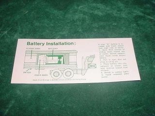 1975 - 1976 Hess Battery Card Toy Truck Collectible