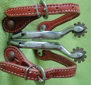 Quality Stainless Steel Snake Head Shank Western Show Train Spurs & Straps Nr