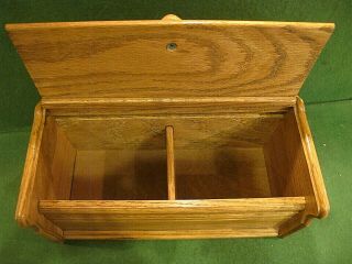 Vintage Oak Storage Box With Lift Up Lid,  12 " X 6 "