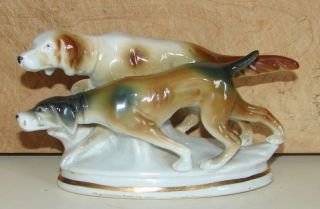 Vintage Erphila Germany Porcelain Ceramic Pointers Hunting Dogs Figurine