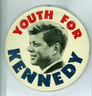 Vintage 1960 President John F.  Kennedy Campaign Pinback Button Youth For Kennedy