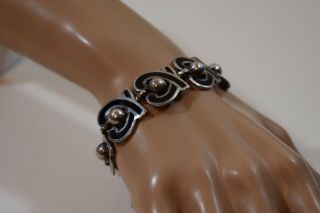 Margot de Taxco Vintage Mexican Silver & Black Enamel Bracelet Art Deco Style 3