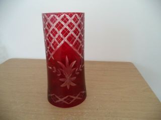 Art Deco Bohemian Red to Clear Cut Glass SHADE? 7 