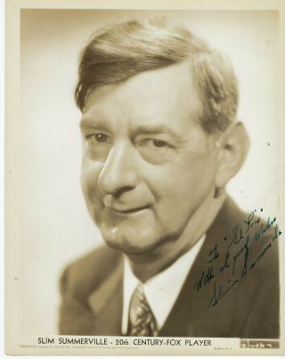 American Character Actor Slim Summerville,  Autographed Vintage Studio Photo