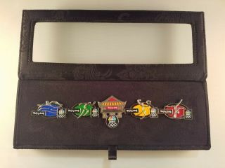 2008 Beijing Olympics NBC Television Media Olympic Pin Set In Case with 5 Pins 3