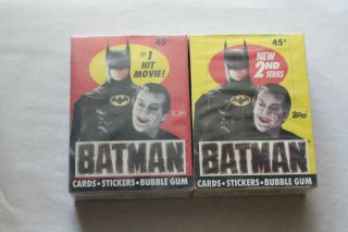 1989 Topps Batman Series 1&2 Movie Trading Card Wax Boxes - 36 Packs In Each