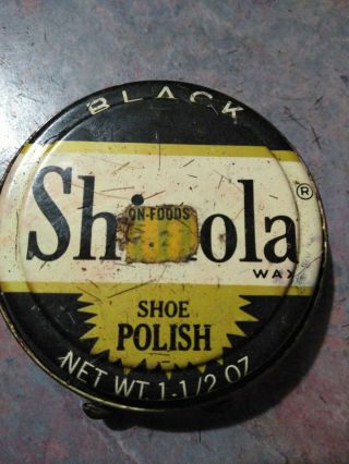 Vintage Shinola Shoe Wax Polish Tin Black