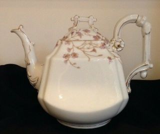 Antique T&v Limoges France Teapot Lavender Flowers,  Gold Accents