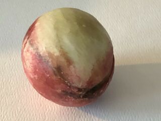 Antique Italy Italian Alabaster Marble Hand Carved Stone Fruit Real Blush Peach