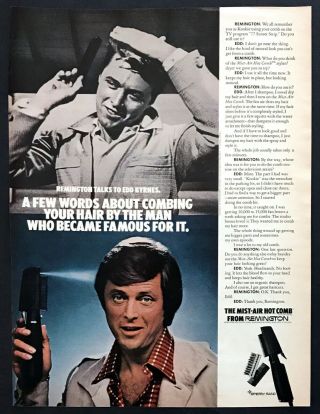 1972 Tv " 77 Sunset Strip " Edd " Kookie " Byrnes Photo Remington Hot Comb Print Ad