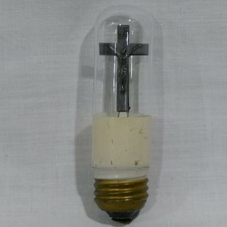 Early Aerolux Neon & Argon Light Religious Filament Glowing Inri Crucifix