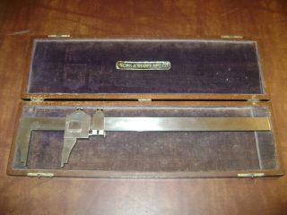 Vintage Brown & Sharp No 570 13 " Vernier Caliper W/ Wood Box Case