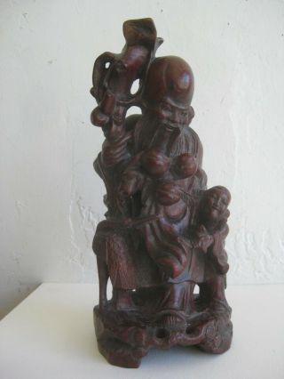 Fine Old Chinese Carved Hardwood Wood Immortal Statue Carving Sculpture 10 1/4 "
