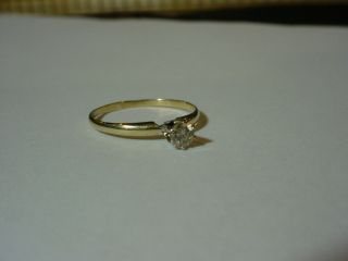 Ladies Vintage 14k Gold 1/4 Carat Diamond Solitaire Engagement Ring Size 8 1/2
