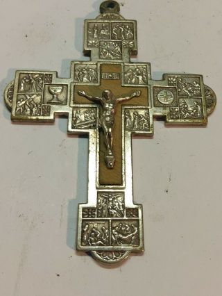 Rare Antique Catholic Crucifix Cross about 3 in x 2 in 2