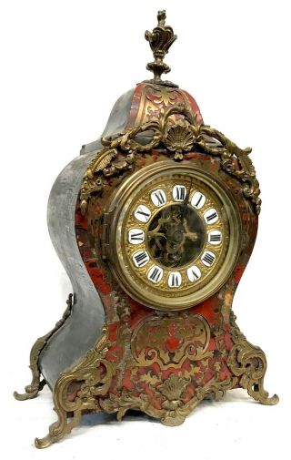Antique Boulle Red Shell Mantel Bracket Clock With Skeleton Excapement