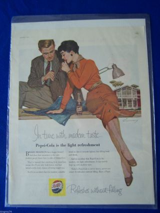 Oct,  1955 - Pepsi - Cola Ad,  " In Touch With Modern Taste " Illustrator Levering?