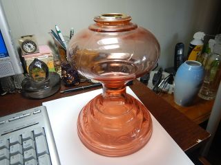 Vintage Tall Pink Depression Glass Oil/kerosene Lamp/lantern