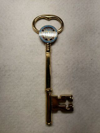 Vintage Key To The City Of Savannah Georgia Large 7 1/4 " Key Brass Presentation