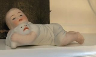 Antique Vintage German Bisque Porcelain Piano Baby Cat Figure 2
