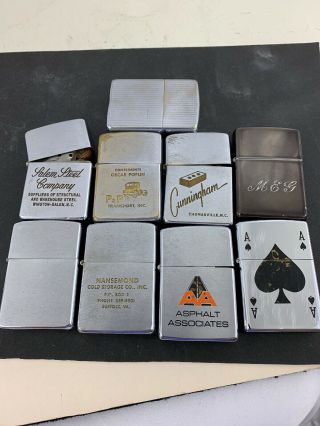 9 Vintage Zippo Lighters Most With Advertising