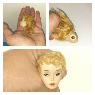 Vintage Barbie Doll Blonde Head Only 3 Brown Eyeliner Ponytail Japan