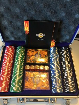 Hard Rock Cafe All Access Poker Chips Set With Playing Cards,  Dice,  Case