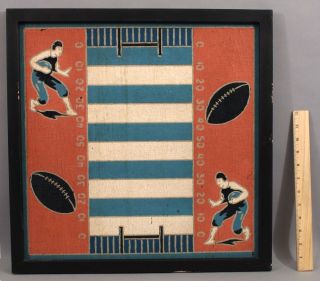 Antique Early 20thc American Folk Art,  Hand Painted Linoleum Football Game Board