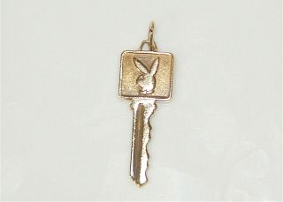 Vintage Authentic 14k Yellow Gold " Playboy Bunny Key " Charm Or Pendant -