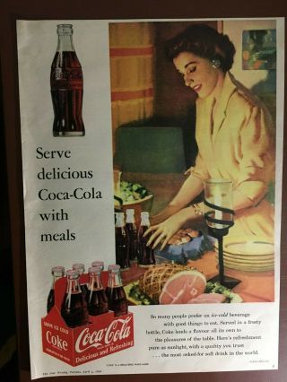 Rare 1953 Coke Coca Cola Canadian Ad Canada Mother Making Ham Supper