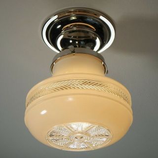 Semi Flush Ceiling Light Vintage Glass Shade Fixture Base