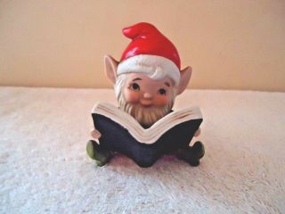 Vintage Homco 5406 Christmas Elf Reading A Book " Great Collectible Item "