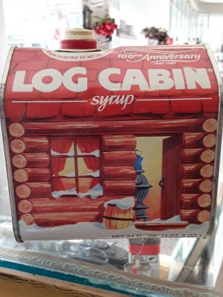 Vintage Log Cabin Syrup Tin 100th Anniversary 1887 - 1987 Empy Tin General Foods
