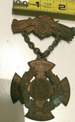 1898 Jersey Nj Volunteer Spanish American War Service Medal