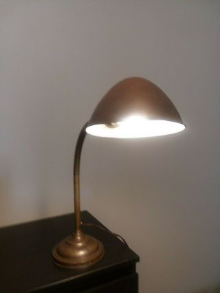 Vintage Faries Brass Gooseneck Lamp With Hubbell Shade.  Wiring.