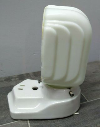 Rewired Vintage Art Deco Bathroom Wall Sconce Light Milk Glass Shade Porcelain