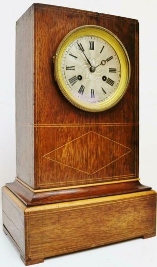 Antique French Empire 8 Day Bell Striking Silk Suspension Rosewood Mantel Clock 2