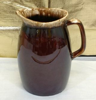 Vintage Stoneware Pottery Brown Glazed Pitcher Antique Milk Creamer Crock Jug