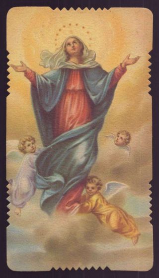 Assumption Of Virgin Mary,  Angels Vintage Holy Card